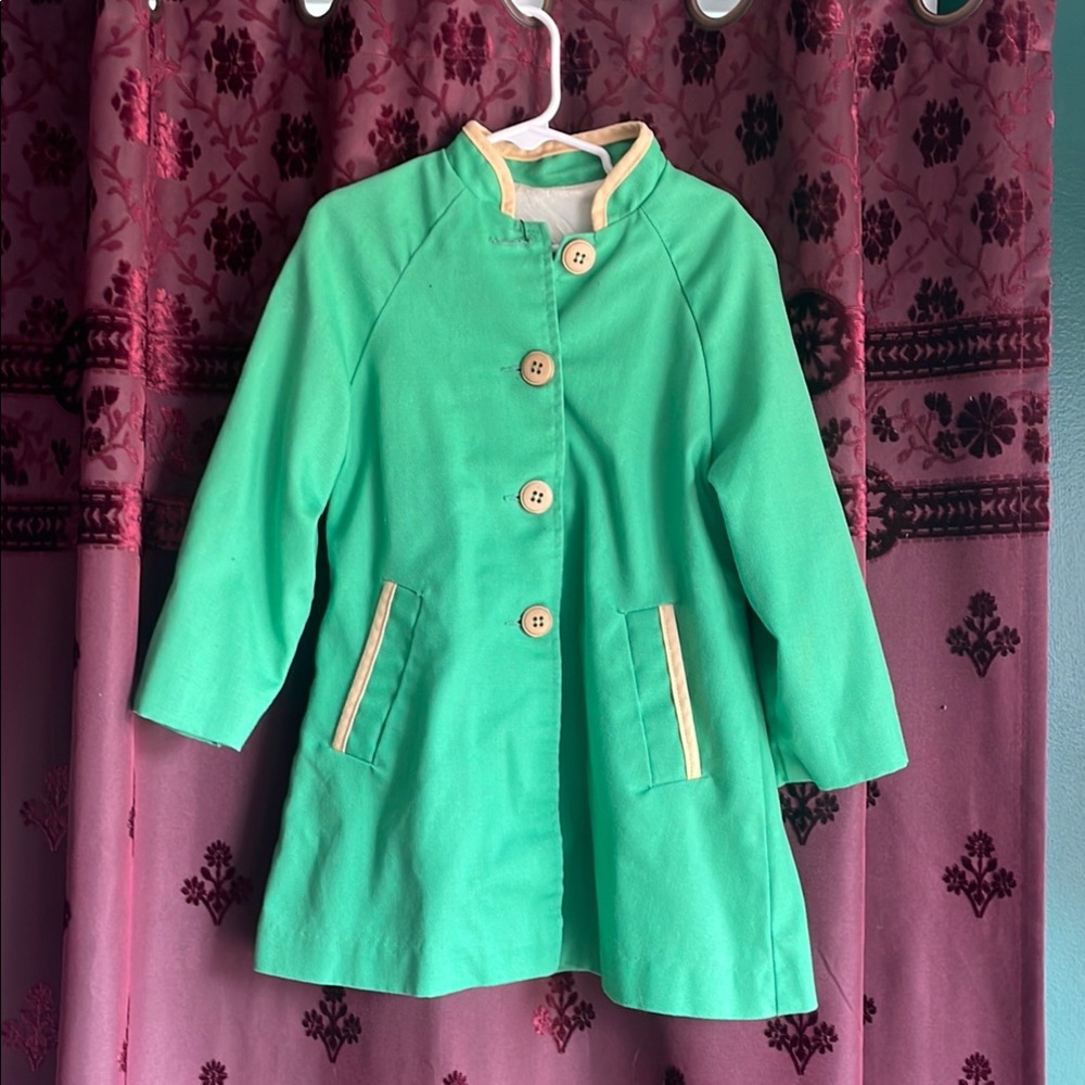 Vintage Green Kids Military Band Jacket
